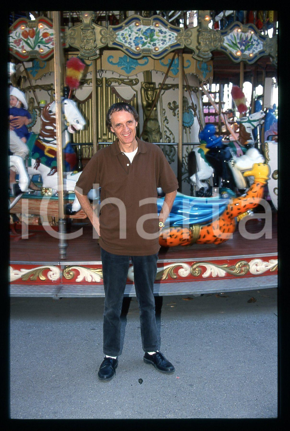 Fotografia d epoca originale 1997 CANNES Dario ARGENTO al luna park 35mm VINTAGE SLIDE 18 1