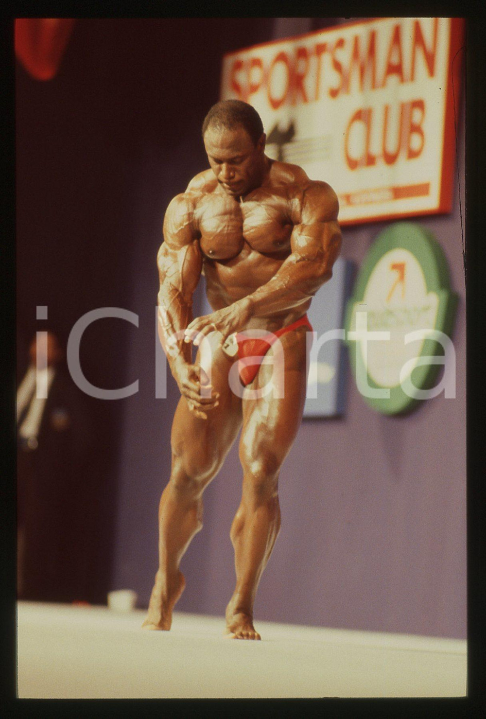 Fotografia d epoca originale 1989 RIMINI BODYBUILDING  MR. OLYMPIA Lee HANEY vincitore 35mm VINTAGE SLIDE 3 1