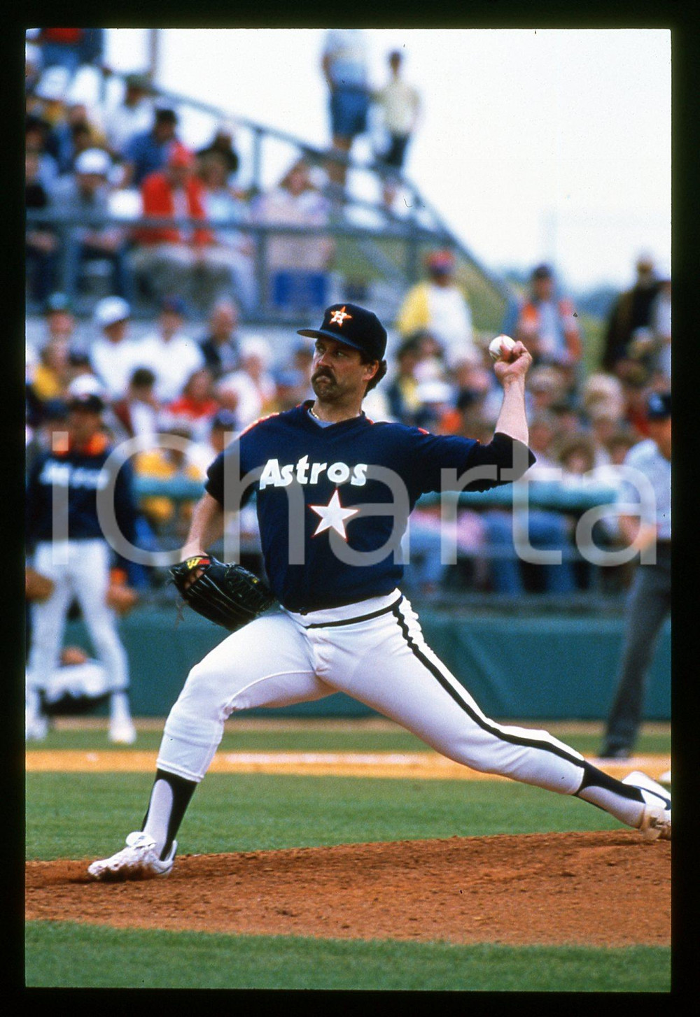Fotografia d epoca originale 1988 BASEBALL Bob KNEPPER HOUSTON ASTROS durante gara MLB 35mm VINTAGE SLIDE 1