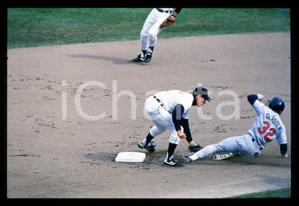 Fotografia d epoca originale 1988 BASEBALL Dan GLADDEN MINNESOTA TWINS / Alan TRAMMELL 35mm VINTAGE SLIDE 1