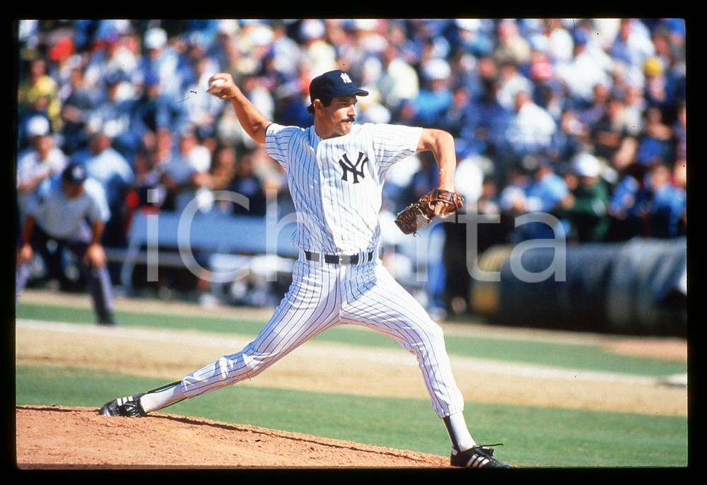 Fotografia d epoca originale 1987 BASEBALL Mike PAGLIARULO NEW YORK YANKEES in gara MLB 35mm VINTAGE SLIDE 1