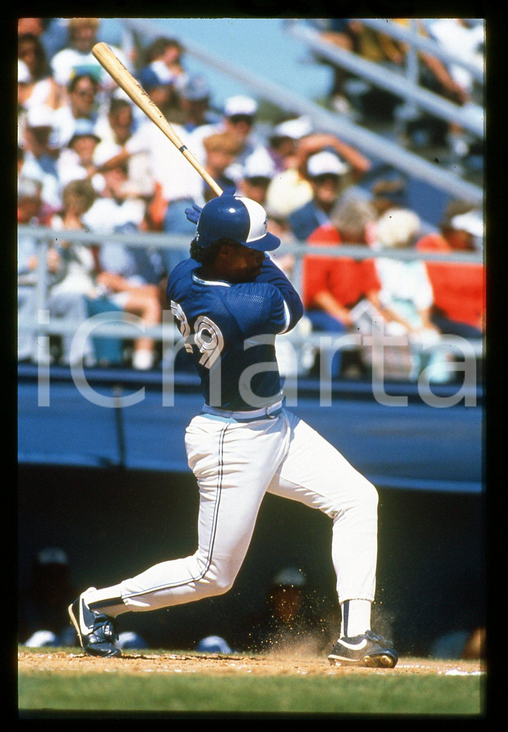 Fotografia d epoca originale 1987 BASEBALL Jesse BARFIELD TORONTO BLUE JAYS in gara MLB 35mm VINTAGE SLIDE 1