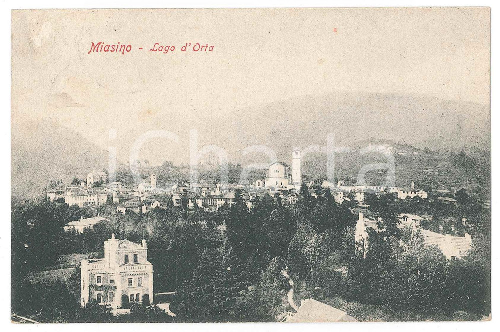 Cartolina originale da collezione 1909 MIASINO NO Panorama del paese  Cartolina FP VG 1