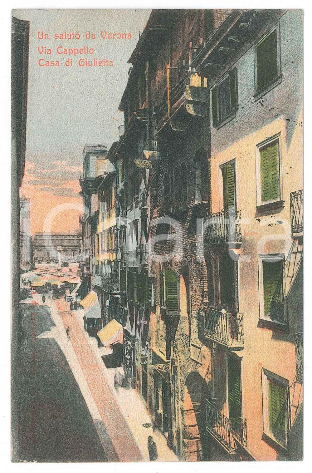 Cartolina originale da collezione 1909 VERONA Via Cappello  Casa di Giulietta  Cartolina FP VG 1