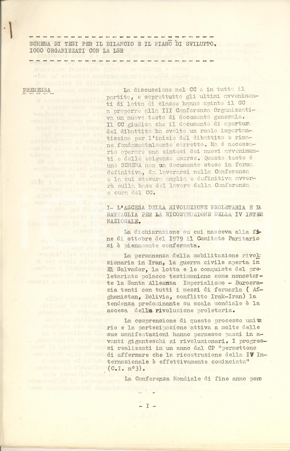 Libro, pubblicazione d epoca 1980 ca LEGA SOCIALISTA RIVOLUZIONARIA Tesi per bilancio e piano di sviluppo 1