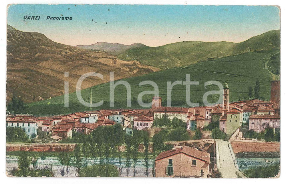 Cartolina originale da collezione 1931 VARZI PV Panorama del paese  Cartolina FP VG 1