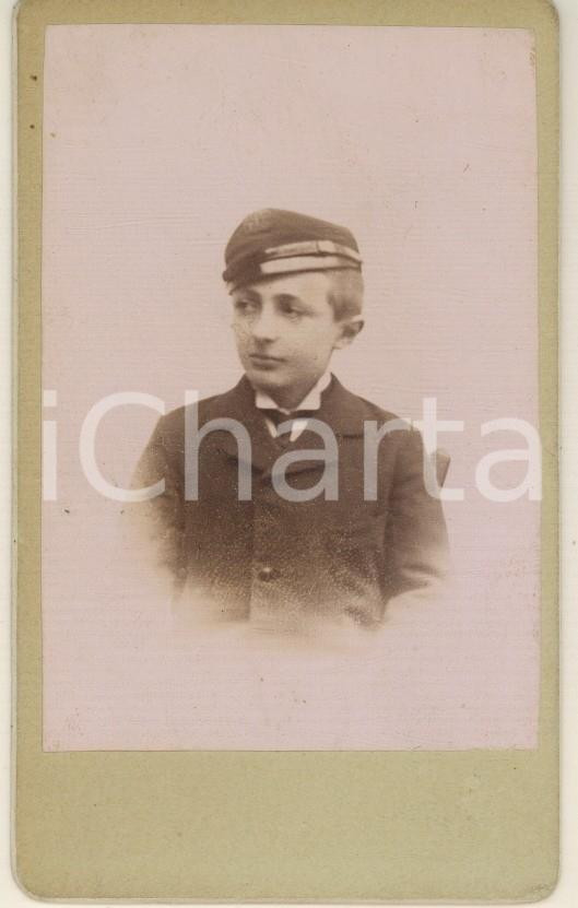 Fotografia d epoca originale 1900 ca ITALIA Ragazzo in divisa da collegiale Foto CDV 1