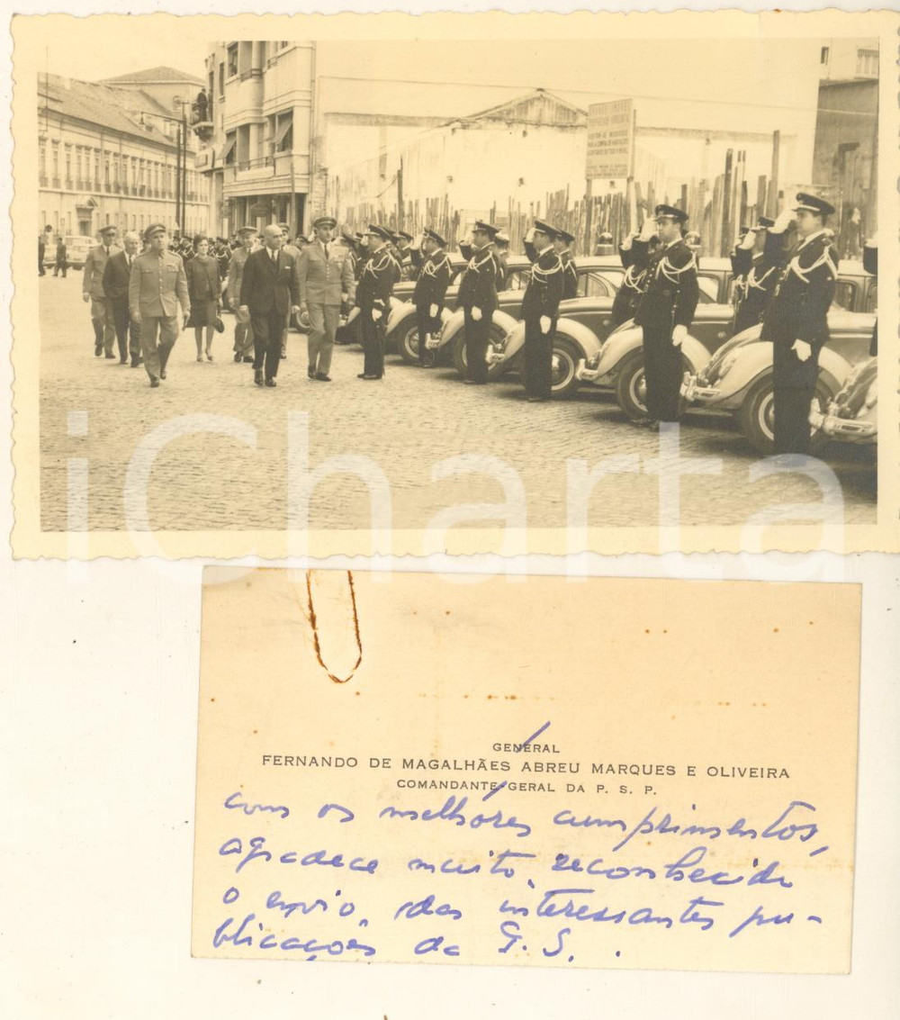 Autografo originale 1964 LISBONA Fernando MARQUES E OLIVEIRA Comandante Polizia Foto AUTOGRAFO 1