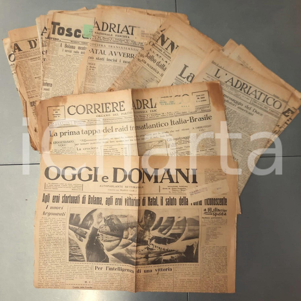 Giornale, rivista storica 193031 Crociera aerea ItaliaBrasile  Italo Balbo Lotto 33 prime pagine RARO 1