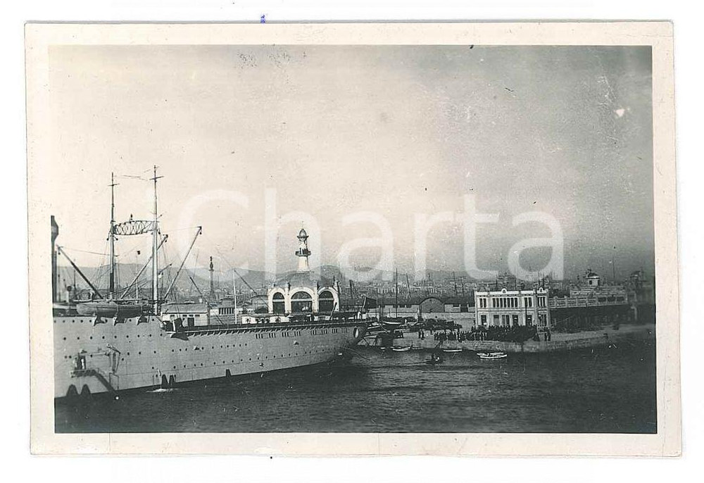 Fotografia d epoca originale 1926 BARCELLONA Porto  Reial Club Marítim Fotografia 9x6 cm 1