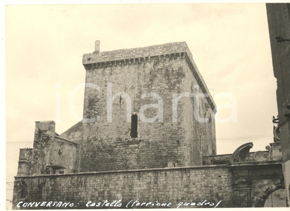 Fotografia d epoca originale 1965 ca CONVERSANO BA Castello  Torre Maestra Foto bozzetto cartolina 15x10 1