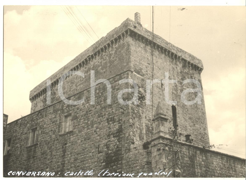 Fotografia d epoca originale 1965 ca CONVERSANO BA Castello  Torre Maestra Foto bozzetto cartolina 15x10 1