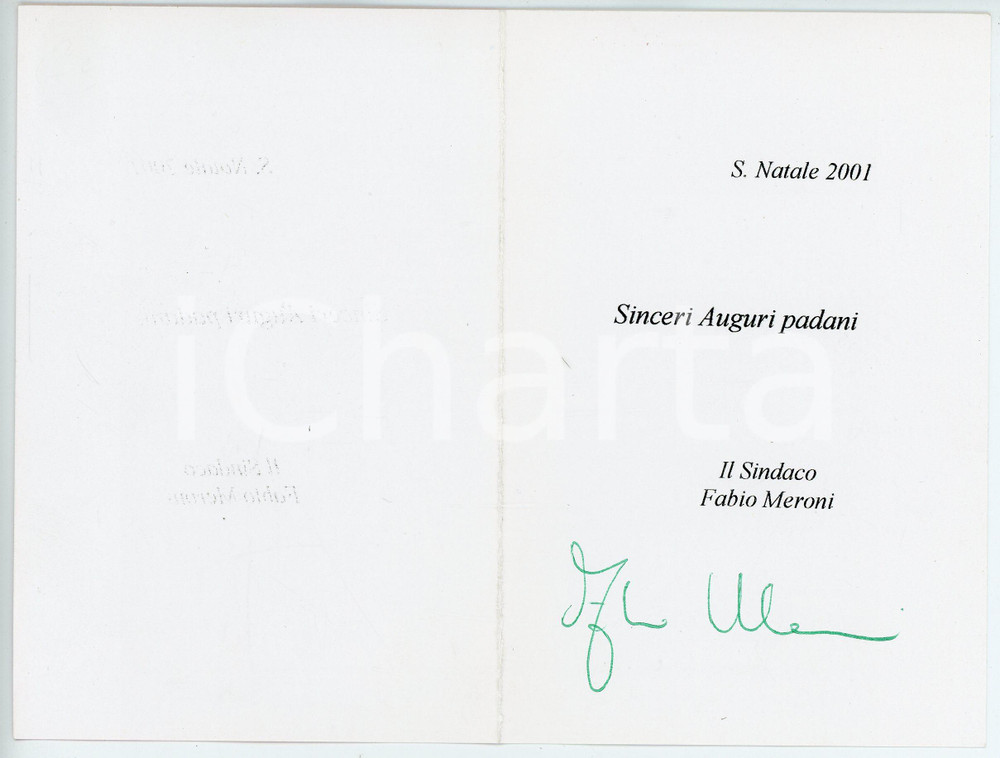 Autografo originale 2001 LISSONE Sindaco Fabio MERONI Auguri di Natale COPAM Biglietto AUTOGRAFO 1