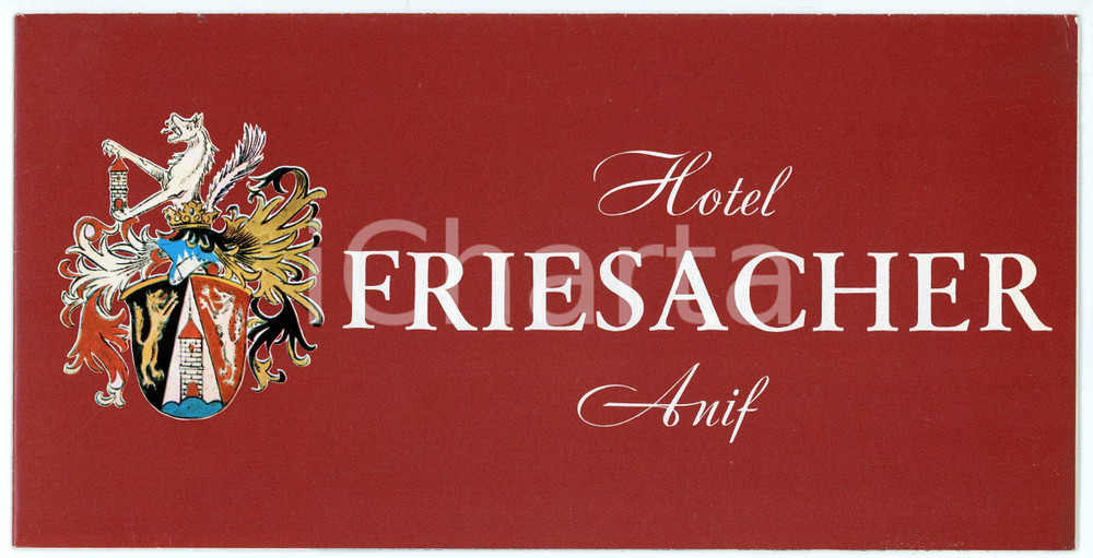Materiale pubblicitario d’epoca 1975 ca ANIF  AUSTRIA Hotel Friesacher  Pieghevole ILLUSTRATO 20x10 cm 1 1