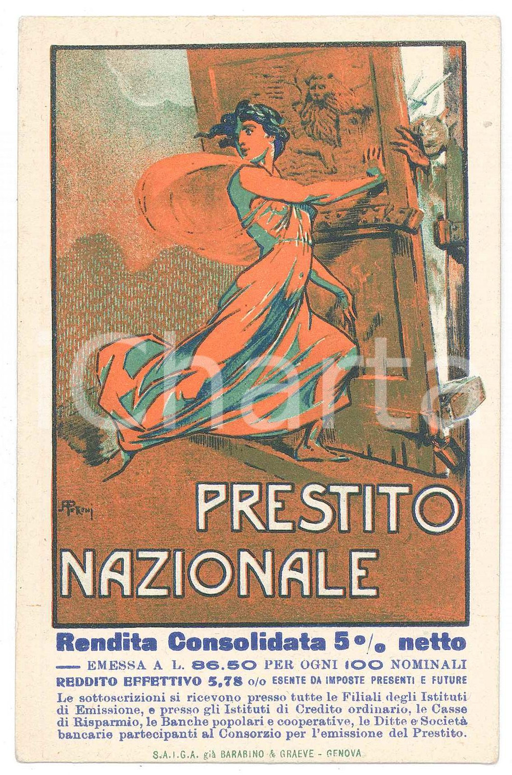 Cartolina originale da collezione 1917 ca WW1 Prestito Nazionale al 5% netto  Cartolina ILLUSTRATA FP NV 1