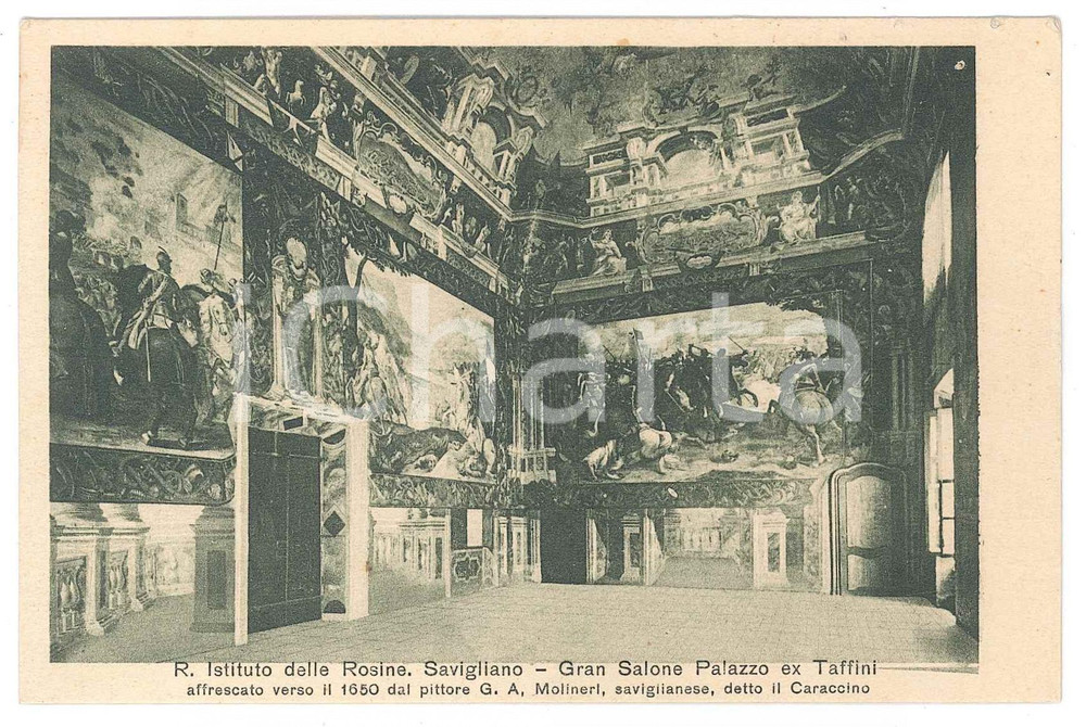 Cartolina originale da collezione 1930 SAVIGLIANO Istituto delle Rosine  Gran Salone Palazzo ex TAFFINI Cartolina 1