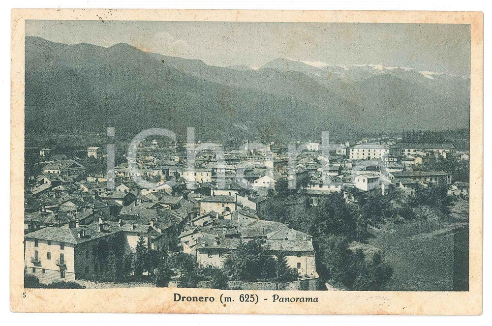 Cartolina originale da collezione 1946 DRONERO CN Panorama del paese  Cartolina FP VG 1