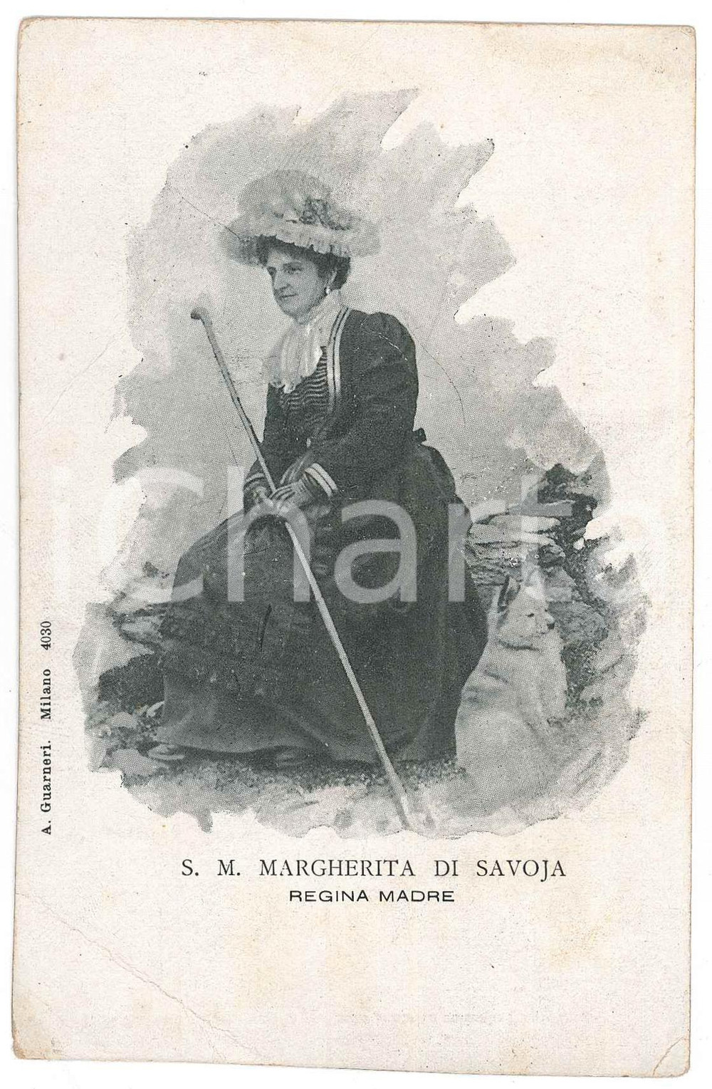 Cartolina originale da collezione 1900 ca CASA SAVOIA Margherita di Savoia con il suo cane  Cartolina FP NV 1