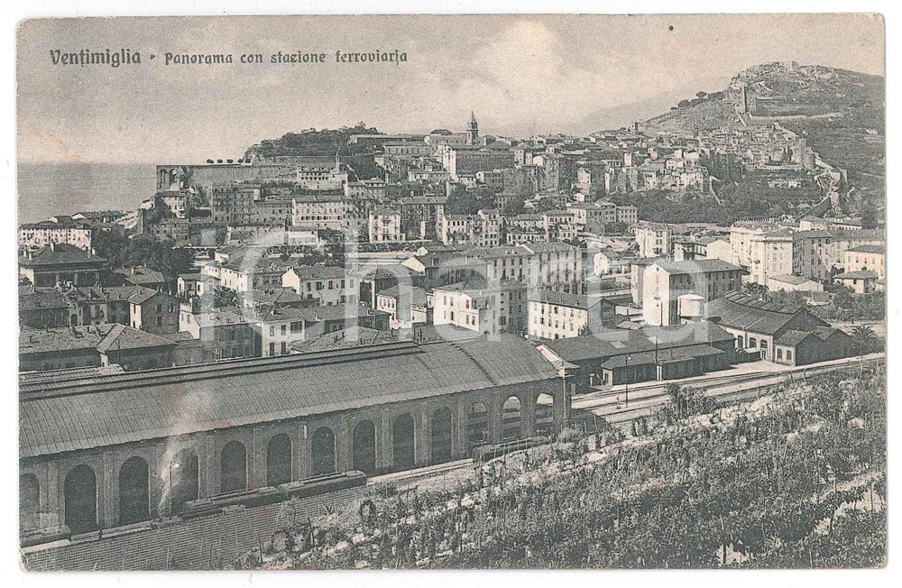 Cartolina originale da collezione 1918 VENTIMIGLIA IM Panorama con stazione ferroviaria  Cartolina FP NV 1