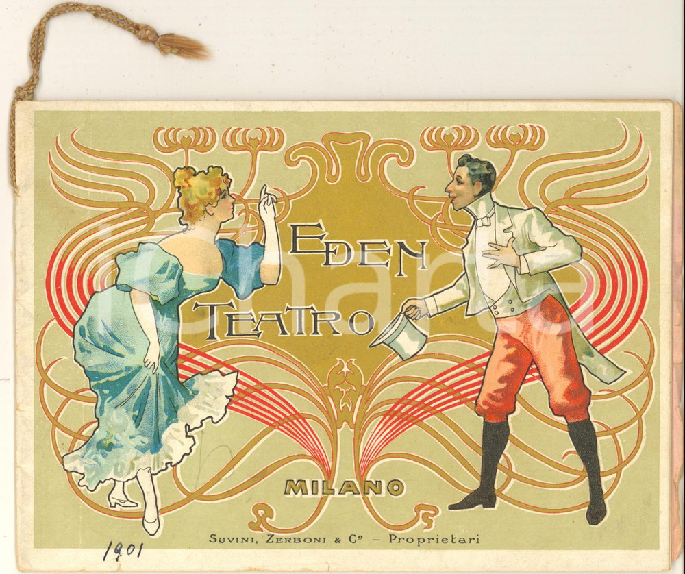 Materiale pubblicitario d’epoca 1901 MILANO Largo CAIROLI  EDEN TEATRO Programma ILLUSTRATO RARO 20 pp. 1