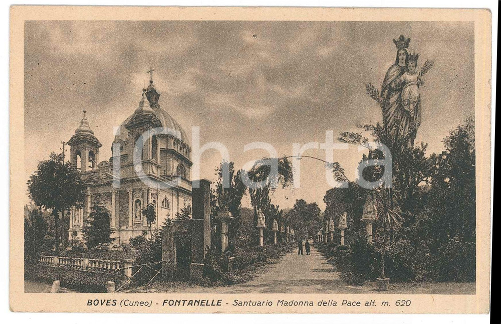 Cartolina originale da collezione 1925 ca FONTANELLE DI BOVES Santuario Madonna della Pace  Cartolina FP VG 1