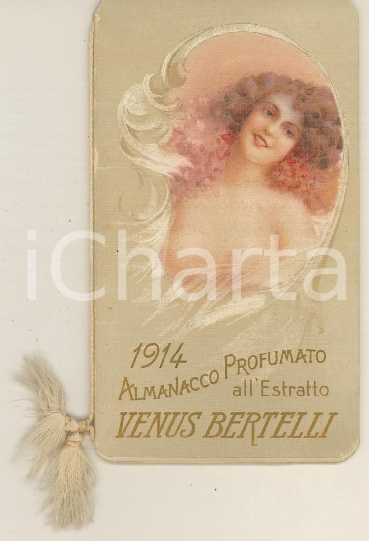 Materiale pubblicitario d’epoca 1914 Almanacco profumato  Estratto VENUS BERTELLI Calendario tascabile 1