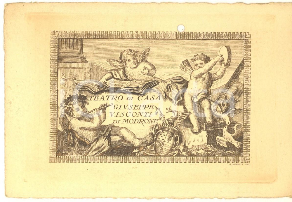 Oggetto da collezione cartaceo 1900 ca MILANO Conte Giuseppe VISCONTI DI MODRONE  Teatro di casa Invito 1