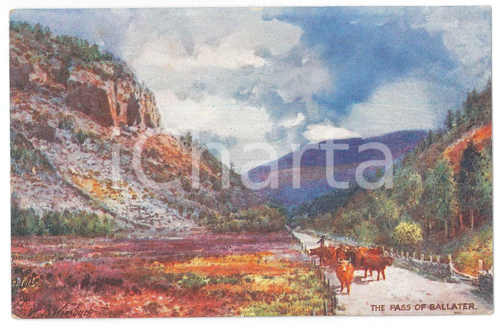 Cartolina originale da collezione 1920 ca Artist H.B. WIMBUSH The Pass of Ballater  TUCK S POST CARD FP NV 1