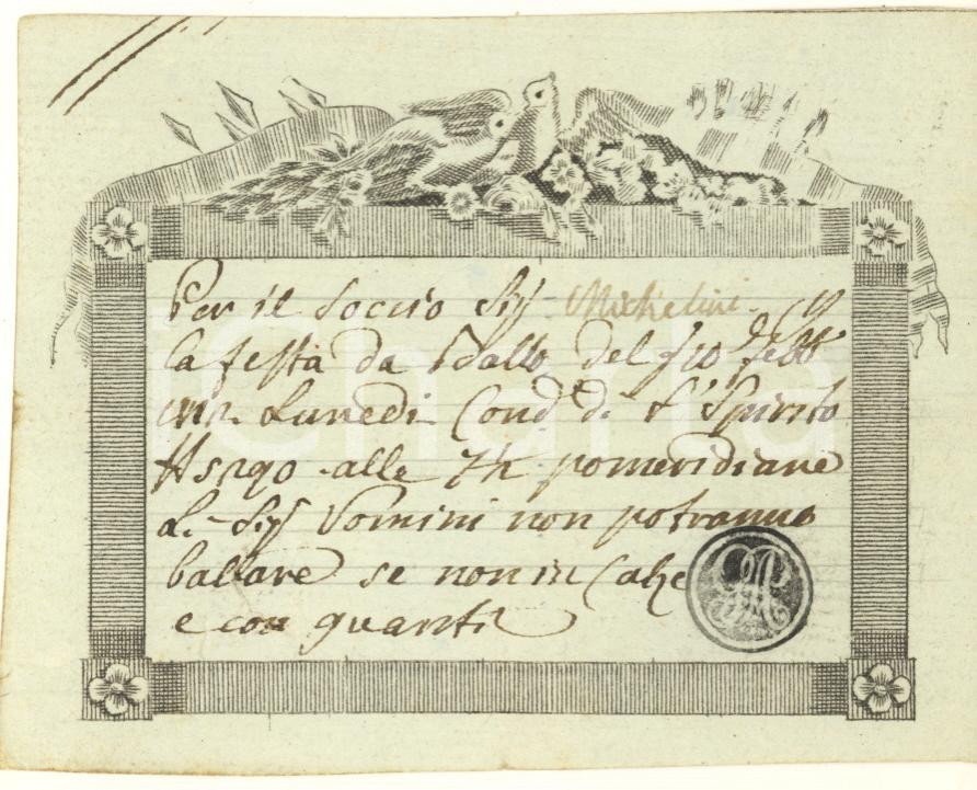 Oggetto da collezione cartaceo 1840 ca RAVENNA ?  Teatro Comunitativo Biglietto d orchestra RARO 6x9 cm 1