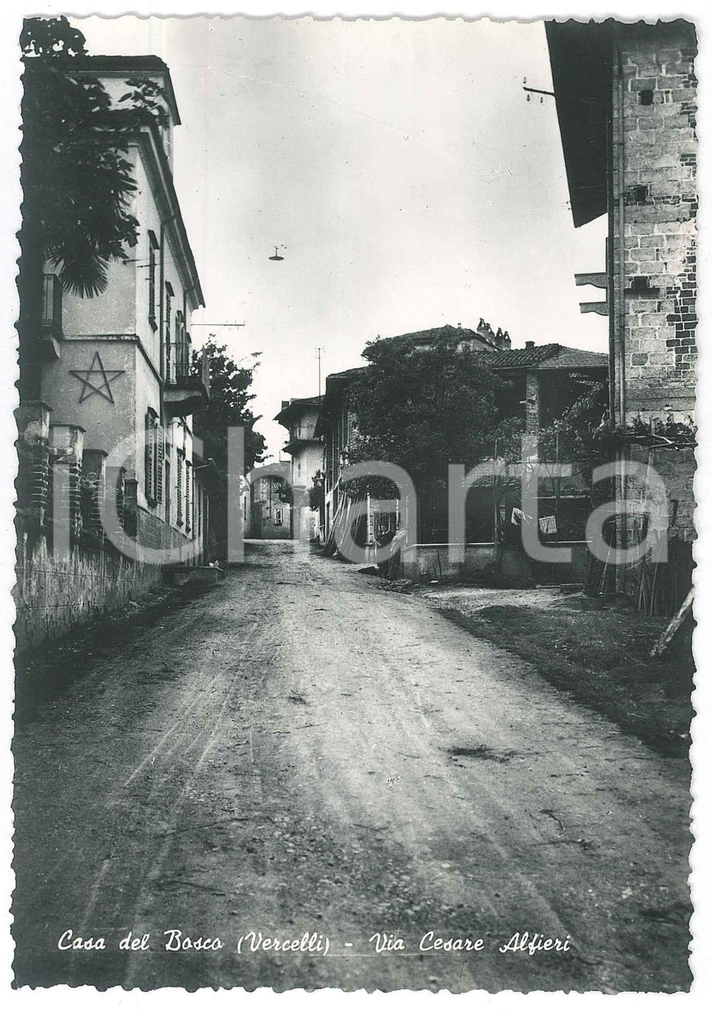 Cartolina originale da collezione 1950 ca SOSTEGNO  CASA DEL BOSCO Via Cesare Alfieri con stella a cinque punte 1
