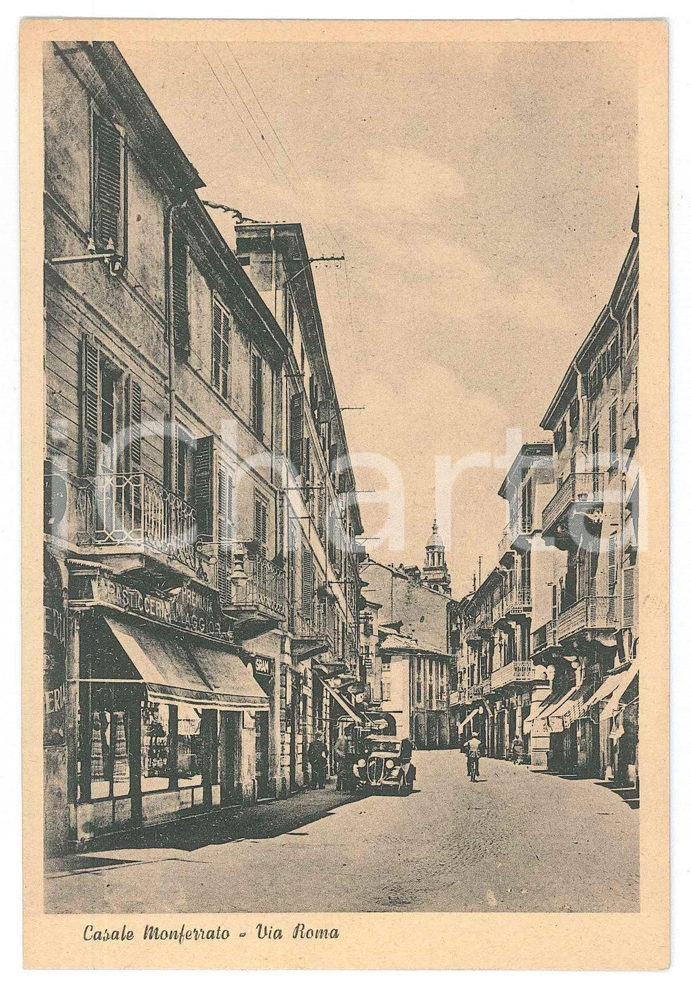 Cartolina originale da collezione 1940 ca CASALE MONFERRATO Via Roma  Pasticceria MAGGIORA Cartolina animata 1 1