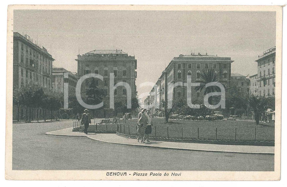 Cartolina originale da collezione 1932 GENOVA Due signore in Piazza Paolo da Novi  Cartolina FP VG 1