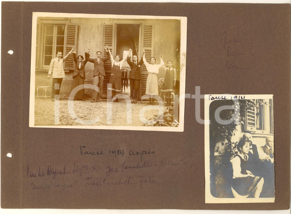 Fotografia d epoca originale 1914 VARESE Famiglia MEYRAT in villa  Lotto 2 foto COSTUME 1