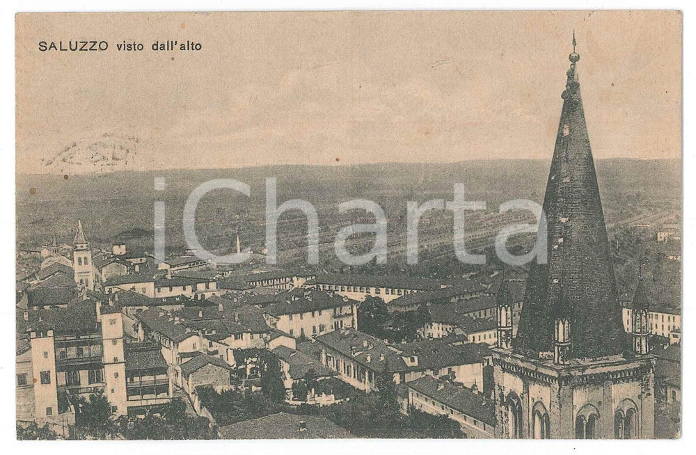 Cartolina originale da collezione 1937 SALUZZO La città vista dall alto  Cartolina FP VG 1