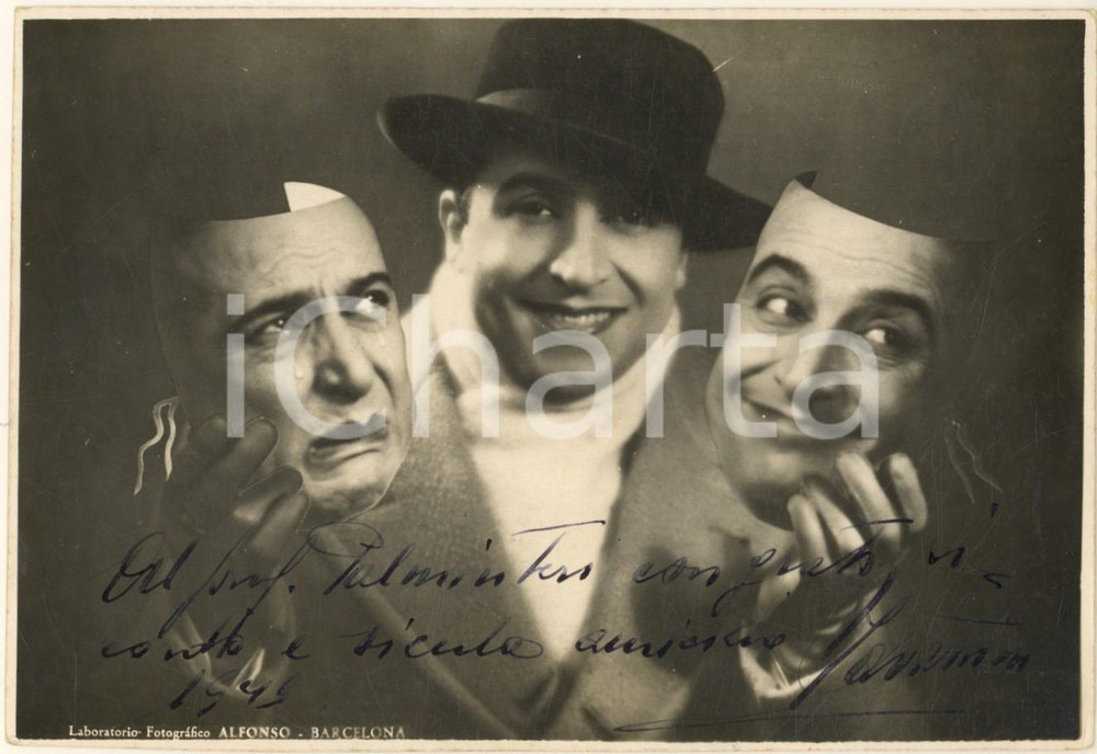 Autografo originale 1949 BARCELLONA TEATRO Nuto NAVARRINI  Rivista Italia Express Foto AUTOGRAFO 1