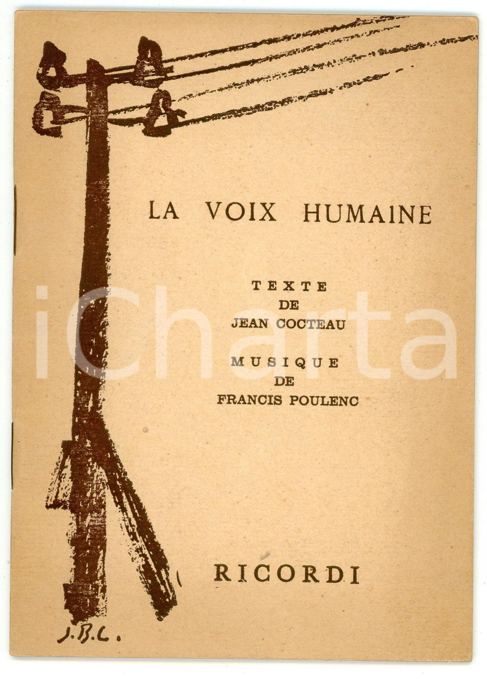 Libro, pubblicazione d epoca 1959 Jean COCTEAU Francis POULENC La voix humaine  Ed. Ricordi 1