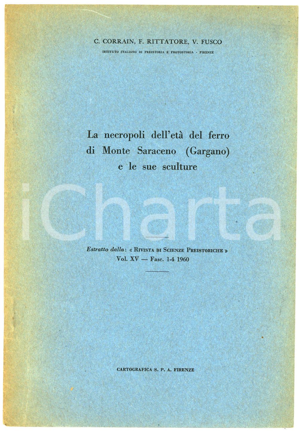 Libro, pubblicazione d epoca 1960 La necropoli dell età del ferro di Monte Saraceno GARGANO e le sue sculture 1