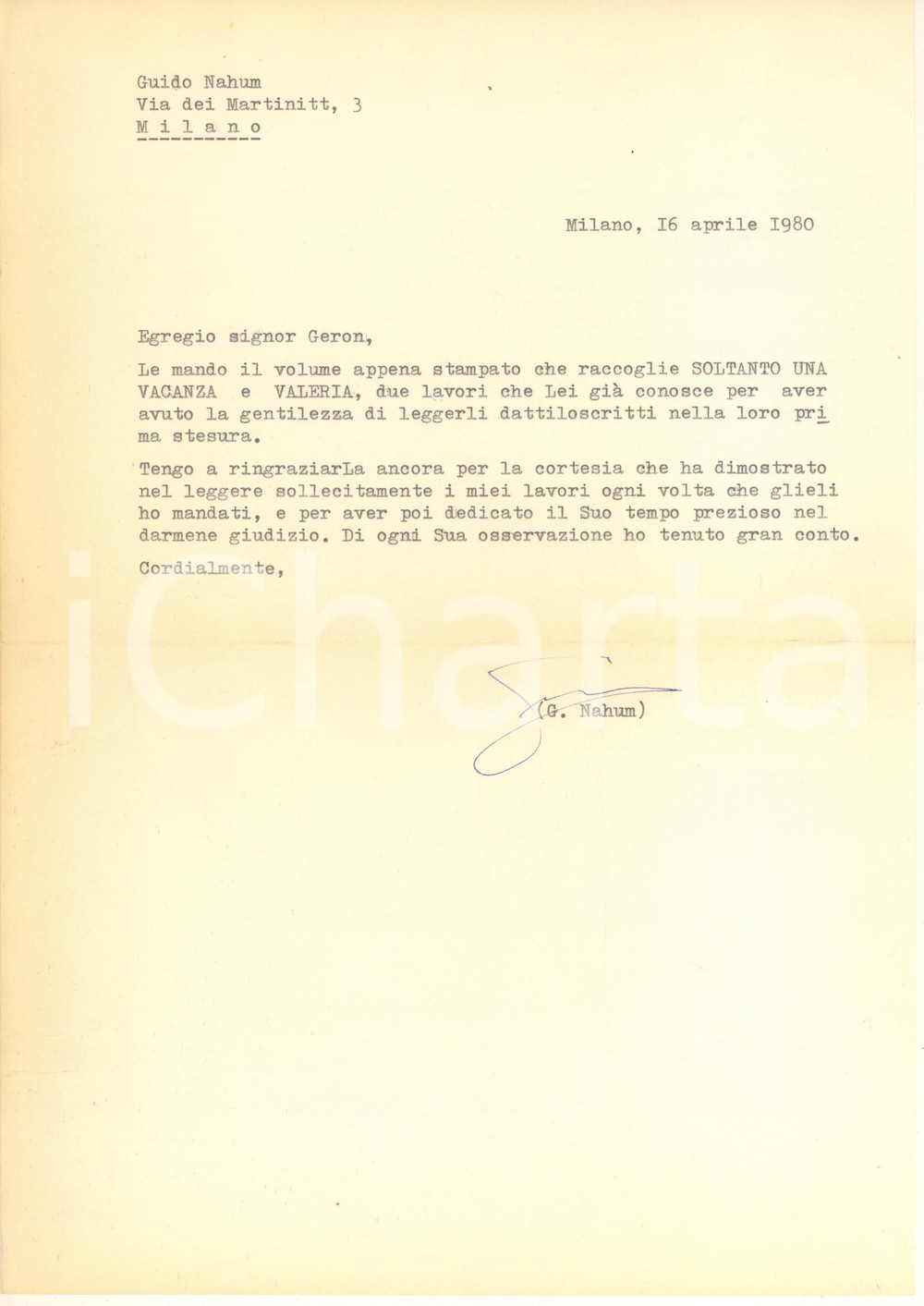 Documento originale, autentico 1947 MILANO BPM Achille CARMINATI raccomanda Clotilde POMARICI Lettera autografa 1