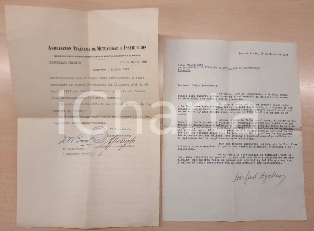 Documento originale, autentico 194447 BUENOS AIRES  Asociacion Italiana Mutualidad Instruccion  Certificato 1
