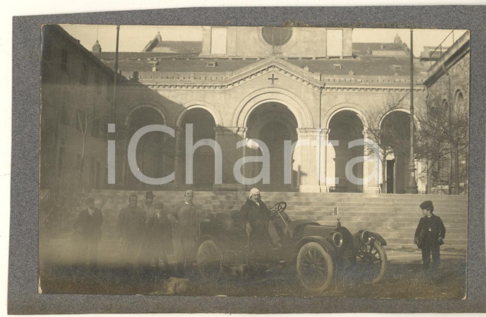 Fotografia d epoca originale 1915 ca GENOVA Nostra Signora della Guardia  Visitatori con automobile Foto 1