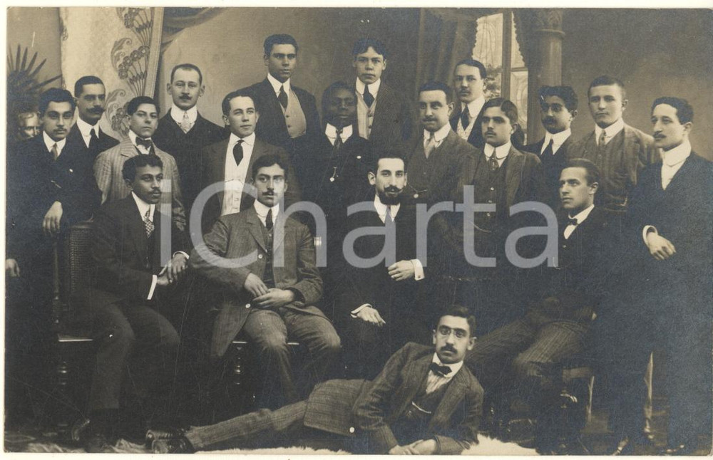 Fotografia d epoca originale 1920 ca MITTWEIDA / GERMANY Giovani soci del Club Italia  Foto 14x9 cm 1