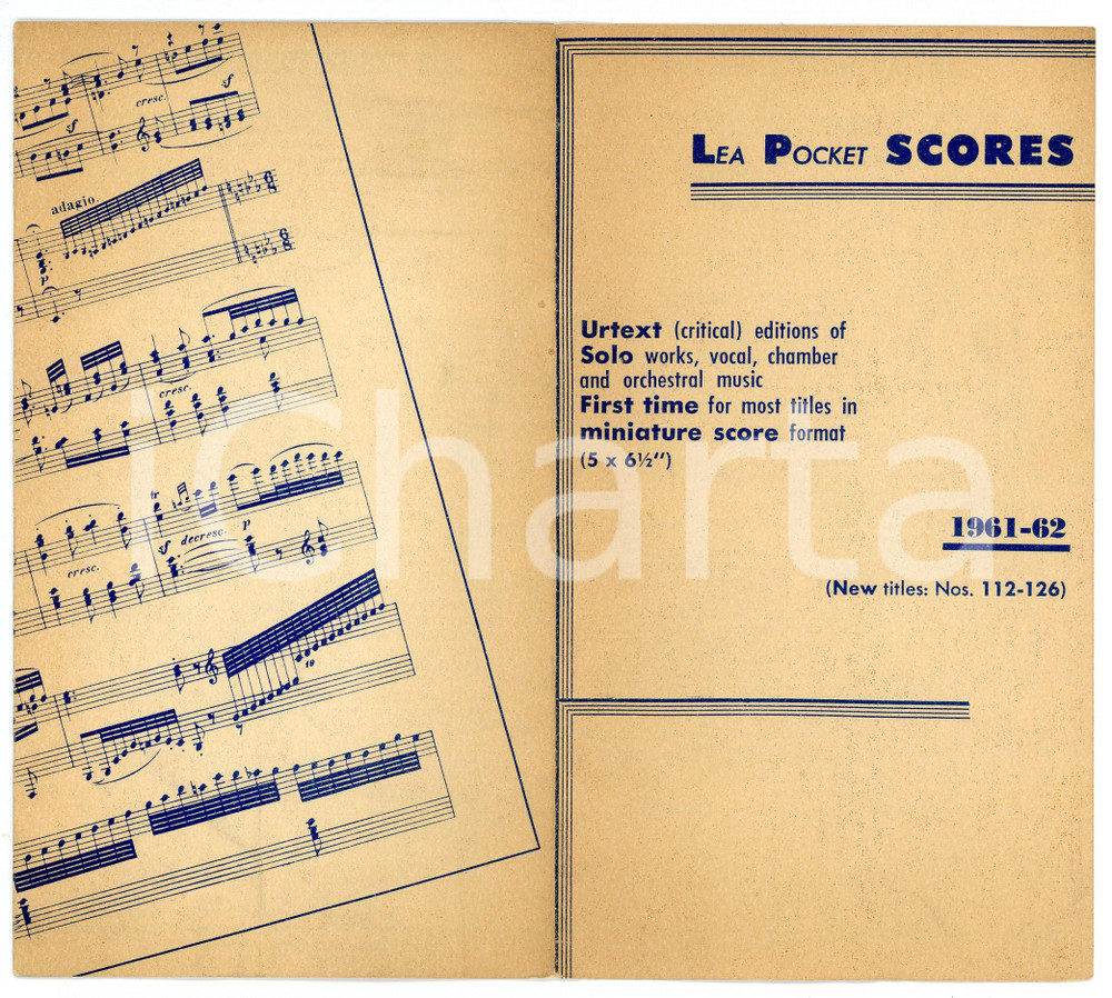 Materiale pubblicitario d’epoca 1961  1962 LEA POCKET SCORES New titles: Nos. 112126 Brochure 1