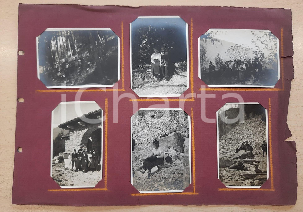 Fotografia d epoca originale 1920 BLEVIO CO Escursionisti in gita Lotto 6 foto COSTUME 11x8 cm 1