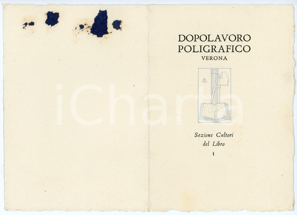 Oggetto da collezione cartaceo 1928 VERONA  DOPOLAVORO POLIGRAFICO Inaugurazione corsi di cultura grafica 1