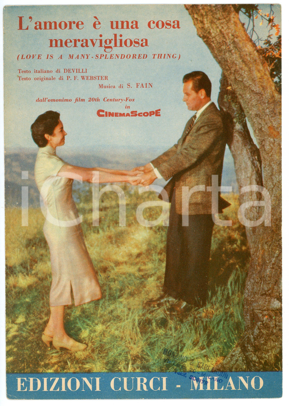 Oggetto da collezione cartaceo 1955 DEVILLI  WEBSTER L amore è una cosa meravigliosa  Spartito Ed. CURCI 1