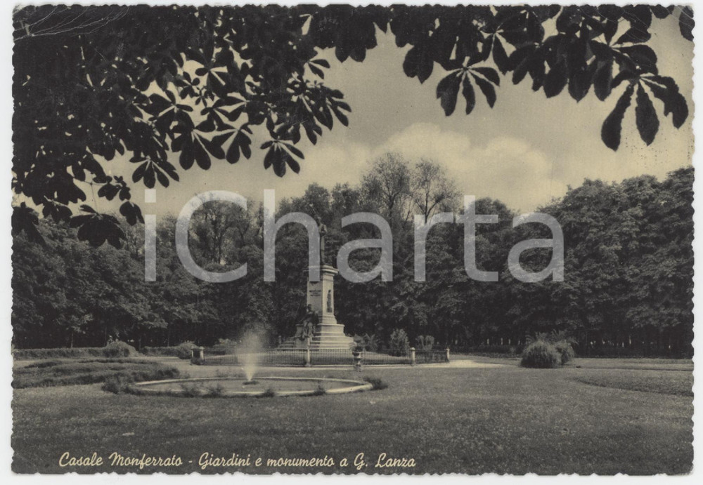 Cartolina originale da collezione 1954 CASALE MONFERRATO Giardini e Monumento a Giovanni Lanza  Cartolina 1