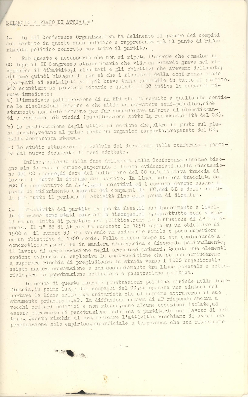 Giornale, rivista storica 1980 BOLLETTINO DEL COMITATO CENTRALE Bilancio attività  Ritardi n°12 1