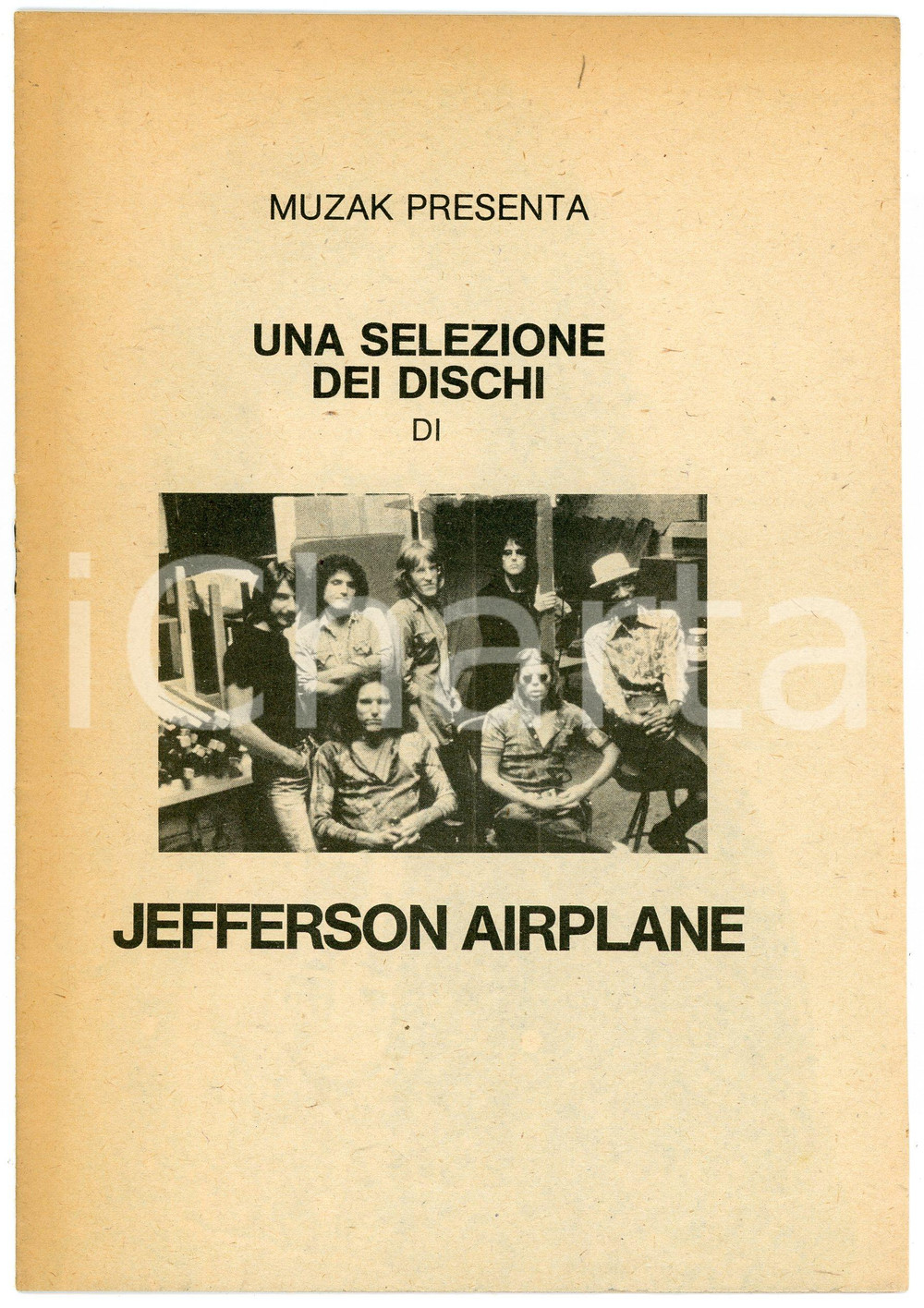 Giornale, rivista storica 1975 MUZAK Selezione di dischi di JEFFERSON AIRPLANE Pubblicazione 1