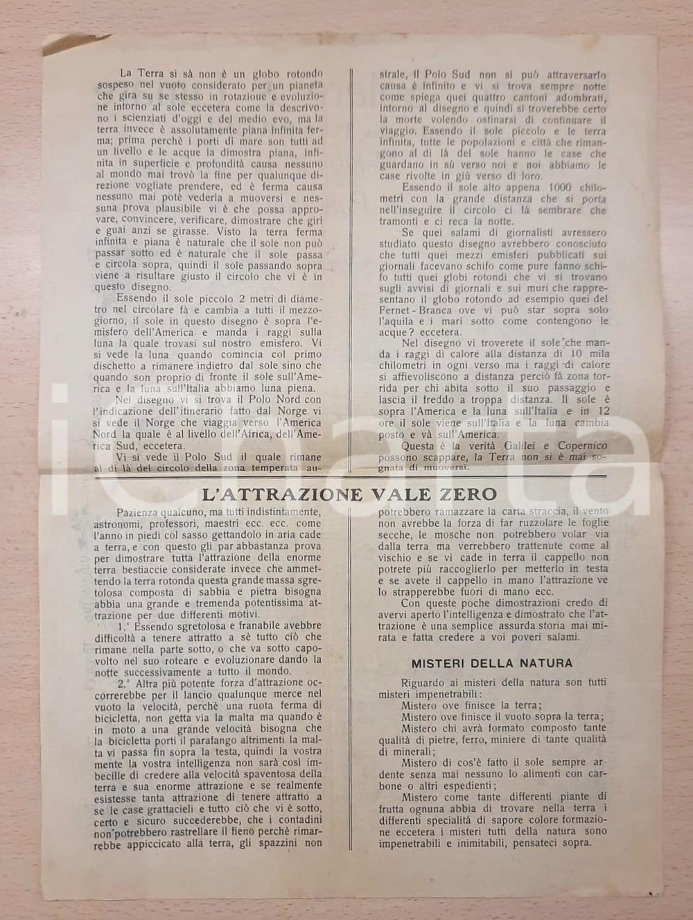 Materiale pubblicitario d’epoca 1940 ca Giovanni PANERONI Bussola solare e lunare usata da Amundsen Volantino 2