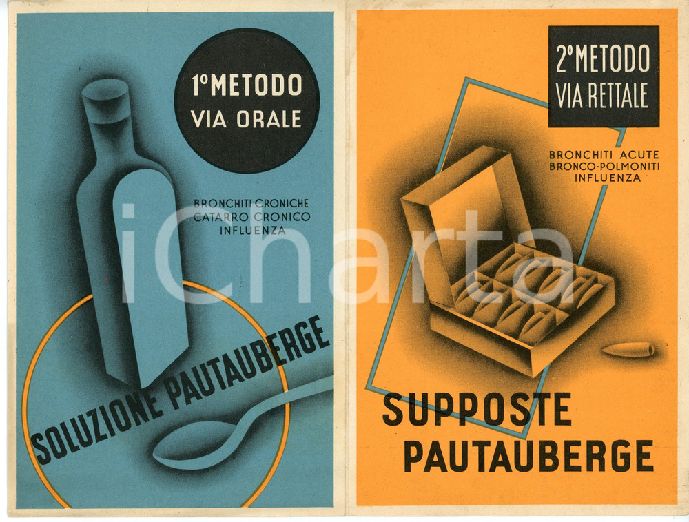 Materiale pubblicitario d’epoca 1935 ca MILANO E. Granelli  Soluzione e supposte PAUTAUBERGE Volantino 1